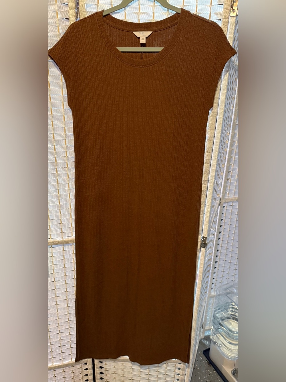 Time and Tru Brown Ribbed Knit Maxi Dress